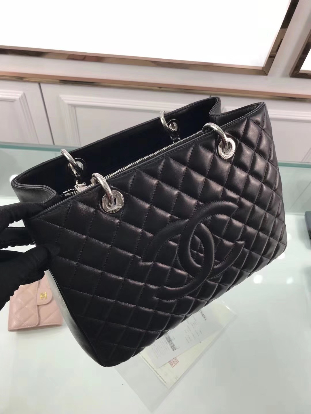 Ch**el GST lambskin leather silver hardware